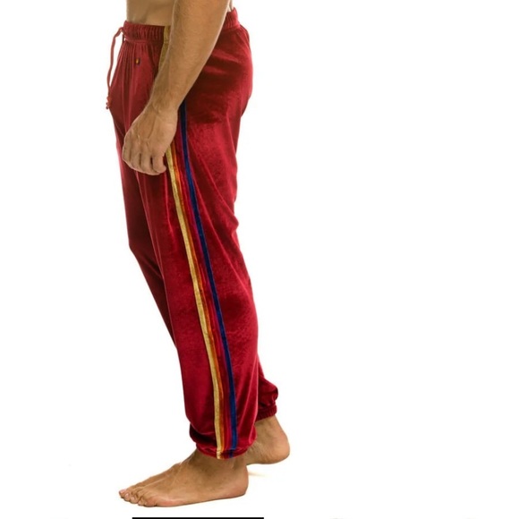 Aviator Nation CLASSIC VELVET SWEATPANTS - RED Size Medium Men’s - Picture 4 of 11